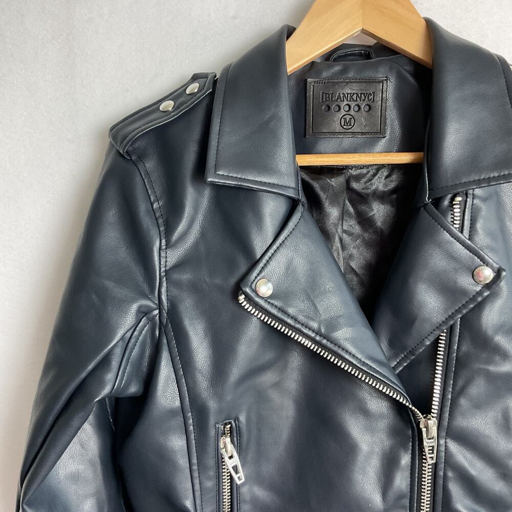BLANKNYC Womens Vegan Leather Motorcycle Jacket Medium - Picture 3 of 9